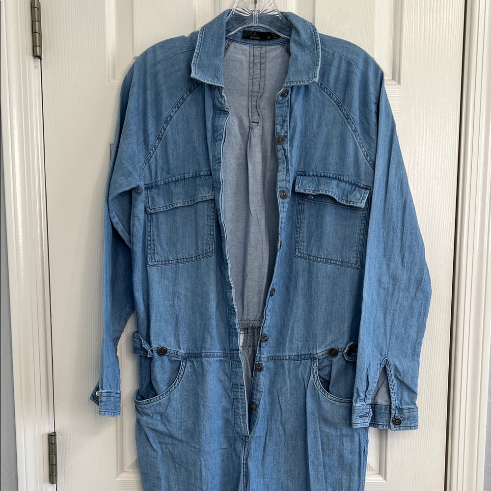 Prana Penderbrook jumpsuit light blue chambray Tencel size medium - Picture 5 of 12